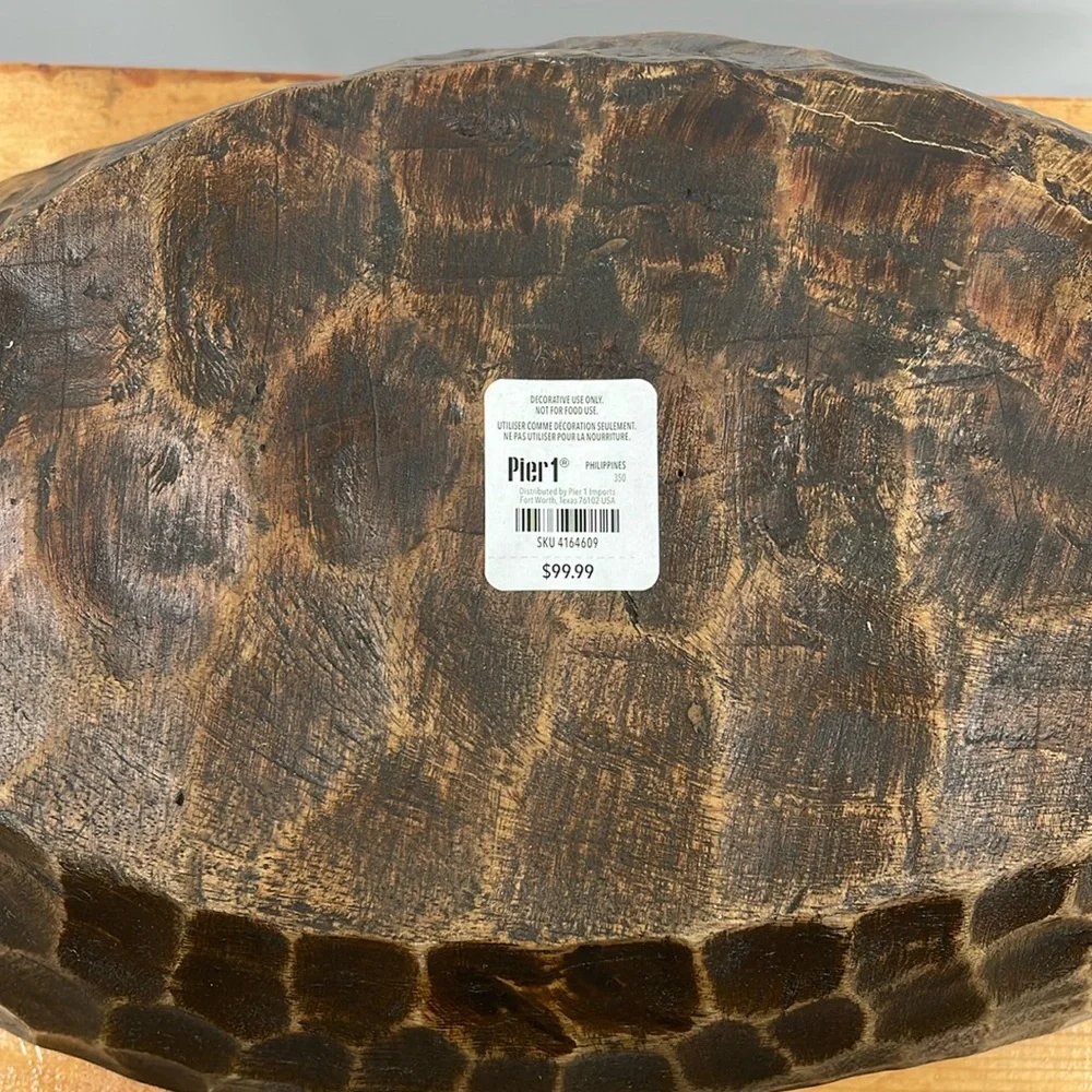 NWT Pier 1 XL Hand Carved Wood Bowl 26”Rustic Farmhouse Oversized Centerpiece